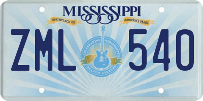 MS license plate ZML540