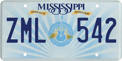 MS license plate ZML542