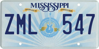 MS license plate ZML547
