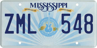 MS license plate ZML548
