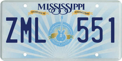 MS license plate ZML551