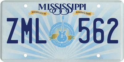MS license plate ZML562