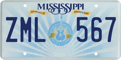 MS license plate ZML567