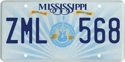 MS license plate ZML568