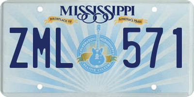 MS license plate ZML571