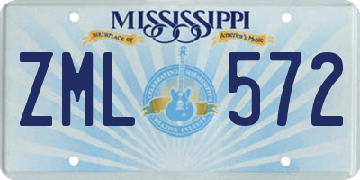 MS license plate ZML572