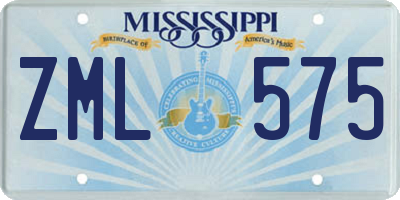 MS license plate ZML575