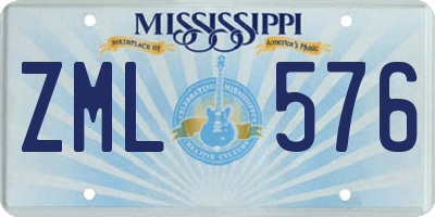 MS license plate ZML576