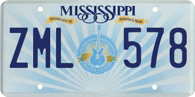 MS license plate ZML578