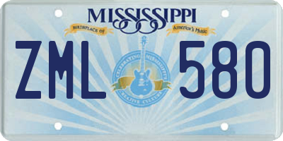 MS license plate ZML580