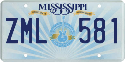 MS license plate ZML581