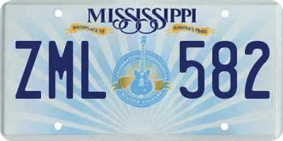 MS license plate ZML582