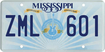 MS license plate ZML601