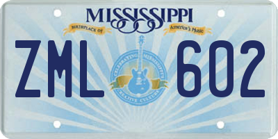 MS license plate ZML602