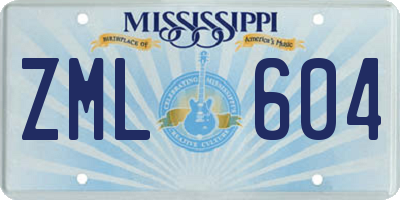 MS license plate ZML604