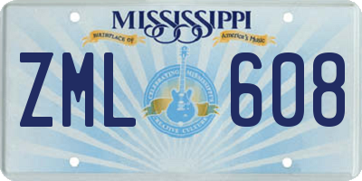 MS license plate ZML608