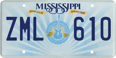 MS license plate ZML610
