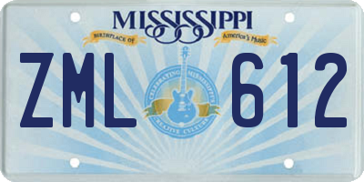 MS license plate ZML612