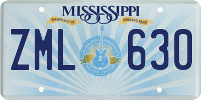 MS license plate ZML630