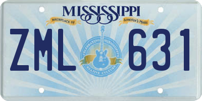MS license plate ZML631