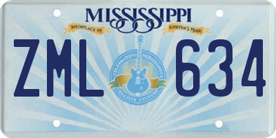 MS license plate ZML634