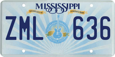 MS license plate ZML636