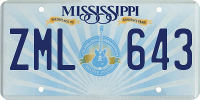 MS license plate ZML643