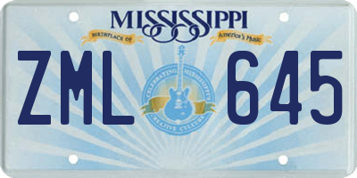 MS license plate ZML645
