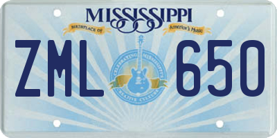 MS license plate ZML650