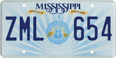 MS license plate ZML654