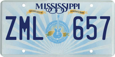 MS license plate ZML657