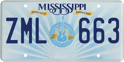 MS license plate ZML663