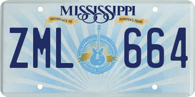 MS license plate ZML664