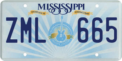 MS license plate ZML665