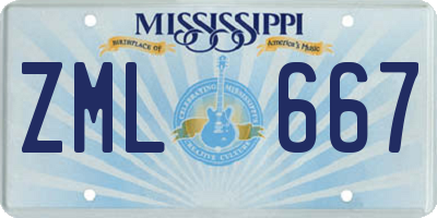 MS license plate ZML667