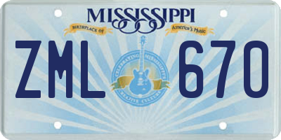 MS license plate ZML670