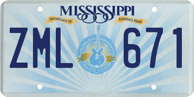 MS license plate ZML671