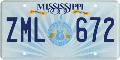 MS license plate ZML672