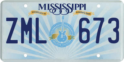 MS license plate ZML673