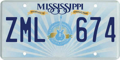 MS license plate ZML674
