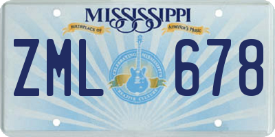 MS license plate ZML678