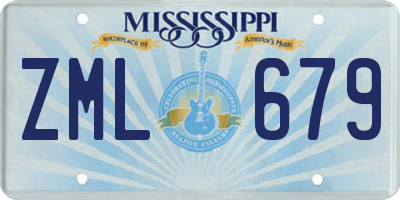 MS license plate ZML679