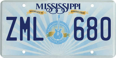 MS license plate ZML680