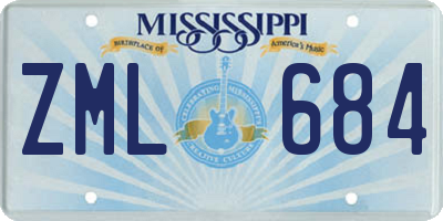 MS license plate ZML684
