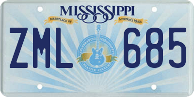MS license plate ZML685
