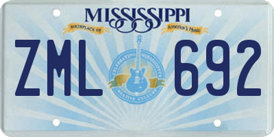 MS license plate ZML692