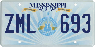 MS license plate ZML693