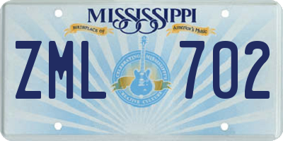 MS license plate ZML702