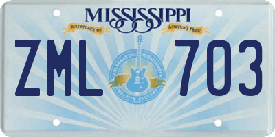 MS license plate ZML703