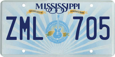 MS license plate ZML705
